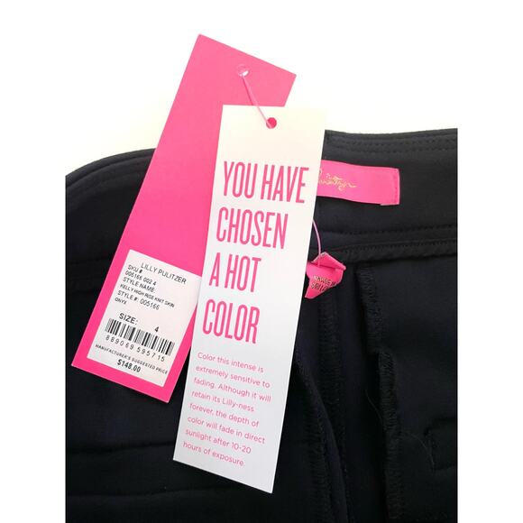 NWT $148 Lilly Pulitzer Size 4 Black Kelly High Rise Knit Skinny Pants - Picture 3 of 7